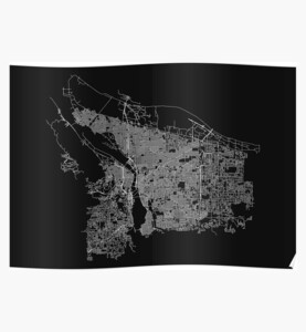 Portland, Oregon, USA Street Network Map Graphic