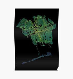 Queens, New York, USA Colored Street Network Map Graphic