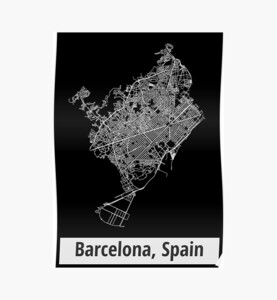 Barcelona, Spain Street Network Map Graphic