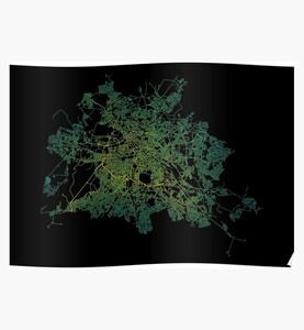 Berlin, Germany Colored Street Network Map Graphic