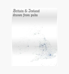 Britain & Ireland drawn from pubs - Map Print