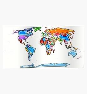 Painting Style Colored World Map