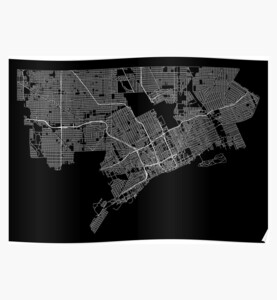 Detroit, Michigan, USA Street Network Map Graphic