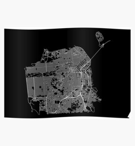 San Francisco, USA Street Network Map Graphic